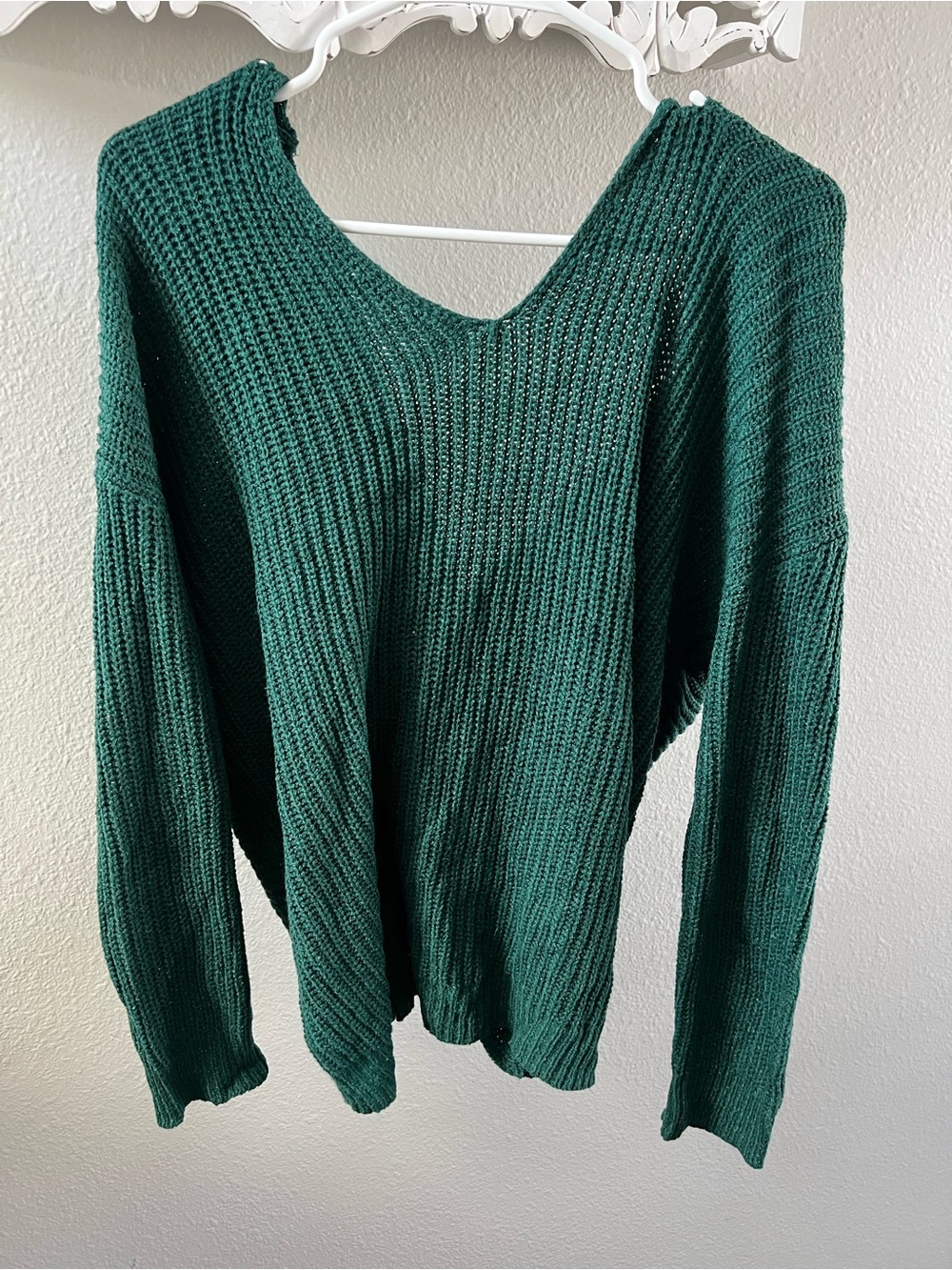 miami Forest Green Ribbed Scoop Neck Sweater